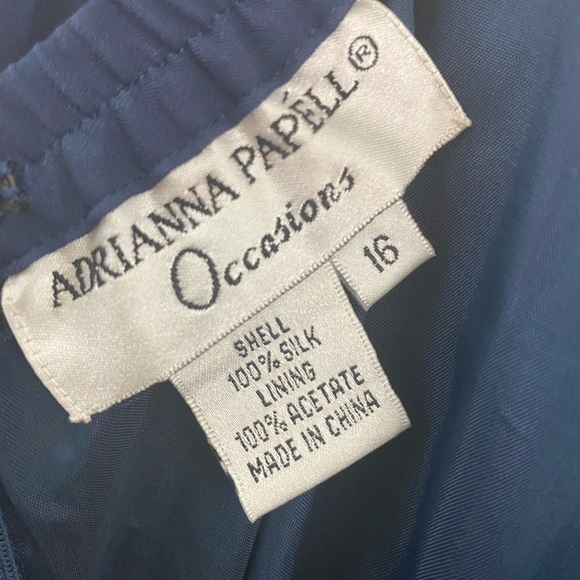 Adrianna Papell Occasions 100% Silk Shell Skirt Navy Blue Womens Plus Size 16 - Picture 4 of 10